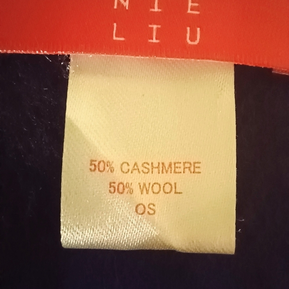 Cashmere wool blend soft NAVY blue lux scarf Jennie Liu. - Picture 8 of 11